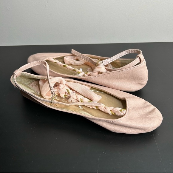 Bold in Ballerina  by atmosphere Pink Ballet Flats with Ankle Ribbon Wrap Size 5 - Picture 10 of 10